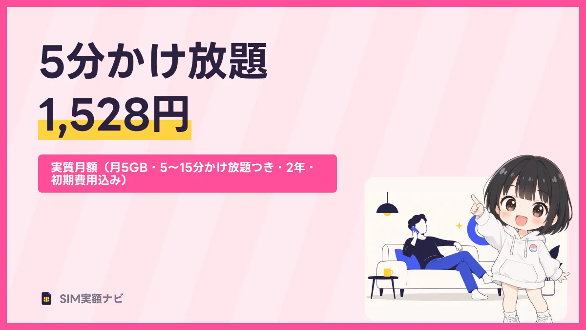 5分かけ放題 1,528円のキャッチ画像