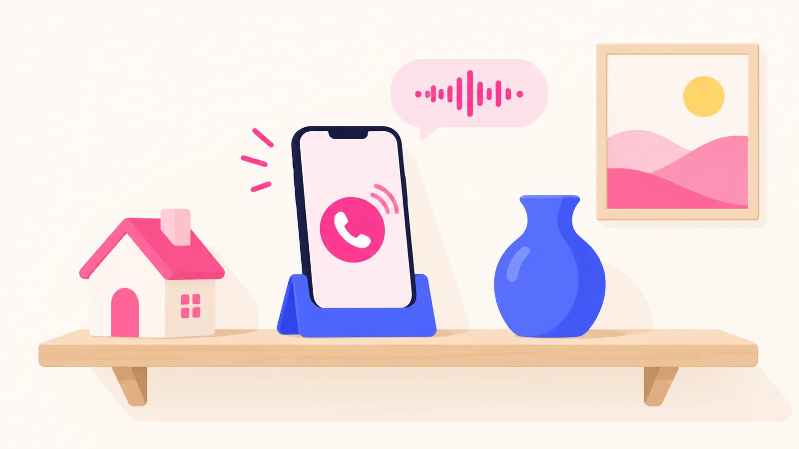 着信の通知が出たスマートフォンの挿絵。留守番電話などの条件を確かめる場面